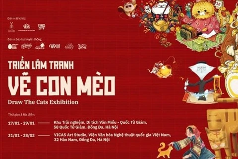 Exposición de arte sobre Año del Gato abre en Hanoi
