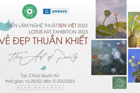 Exposición de pinturas sobre loto difunde valores del budismo