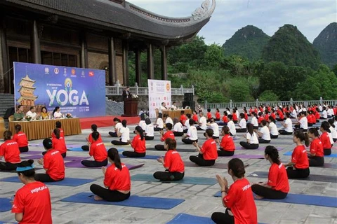 Nutrida participación en Día Internacional del Yoga en localidad vietnamita