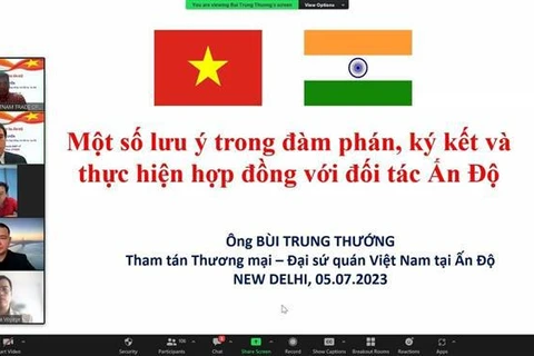 Vietnam participa en seminario web sobre negociación y firma de contratos con socios indios