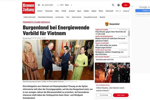 Periódicos austriacos resaltan importancia de visita de presidente vietnamita