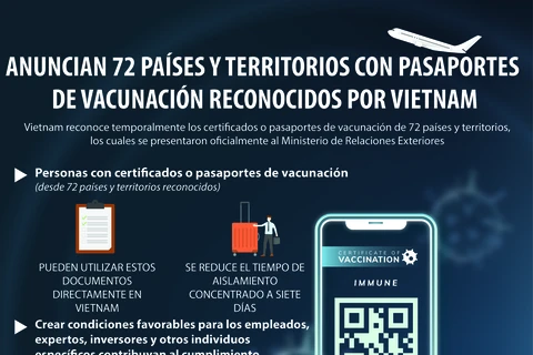 Anuncian 72 países y territorios con pasaportes de vacunación reconocidos por Vietnam