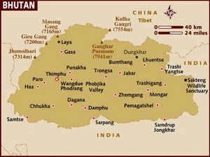 Mapa del Reino de Bután (Fuente: Internet)