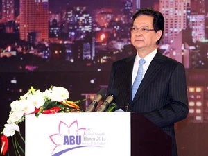 El primer ministro vietnamita, Nguyen Tan Dung, en la quincuagésima Asamblea General de la Unión de Radiodifusión de Asia – Pacífico (ABU, en inglés). (Fuente: VNA)