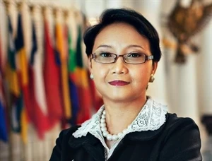 La ministra de Relaciones Exteriores de Indonesia Retno Lestary Priansari Marusdi,