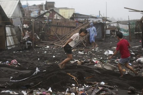 Las fuerzas de búsqueda y rescate de Filipinas retiran escombros generados por el tifón Hagupit (Fuente: VNA)