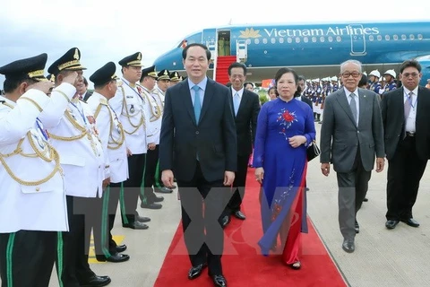 Cérémonie d'accueil officielle du Président Trân Dai Quang au Cambodge