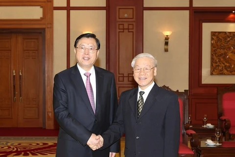 Le secrétaire général Nguyen Phu Trong reçoit le président de l’APN chinoise