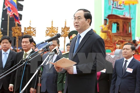 Le président Tran Dai Quang participe à la Fête du Labour à Ha Nam