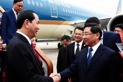 Le président Tran Dai Quang se rend à Fujian