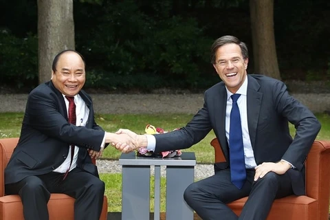 Dans le cadre de sa visite de travail aux Pays-Bas, le Premier ministre Nguyên Xuân Phuc s'est entretenu avec son homologue néerlandais Mark Rutte, à La Haye, le 10 juillet 2017. Photo : VNA