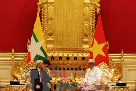 Entretien entre le secrétaire général Nguyen Phu Trong et le président du Myanmar Htin Kyaw