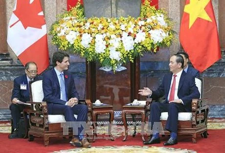 Le président Tran Dai Quang reçoit le Premier ministre canadien