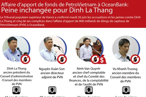 Affaire d’apport de fonds de PVN à OCB: Peine confoirmée pour Dinh La Thang