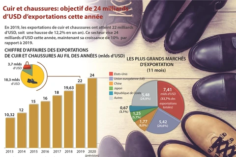 Cuir et chaussures: objectif de 24 milliards d’USD d’exportations cette année