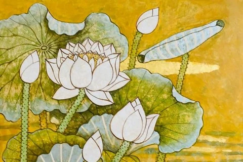 Exposition de peintures contemporaines sur le lotus
