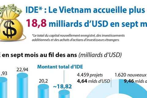 IDE : Le Vietnam accueille plus de 18,8 milliards d’USD en sept mois