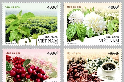 Émission d'une collection de timbres au parfum de café