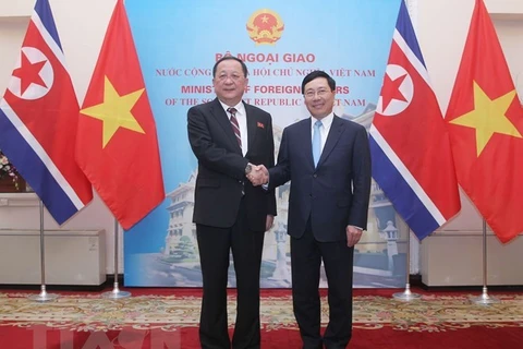 Le vice-PM et ministre des AE Pham Binh Minh s'entretient avec le ministre des AE de la RPDC
