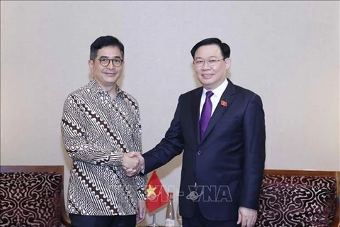 Le chef de l'AN Vuong Dinh Hue rencontre le chef de la Chambre de commerce et d'industrie indonésienne