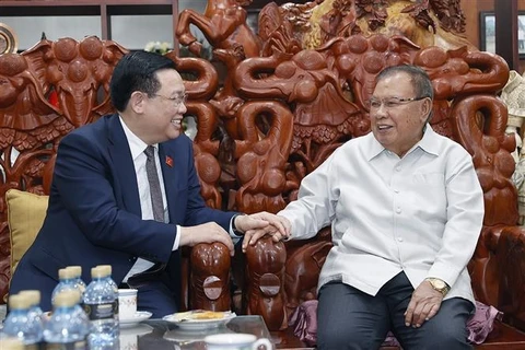 Le président de l'Assemblée nationale vietnamienne rend visite à d'anciens hauts dirigeants du Laos