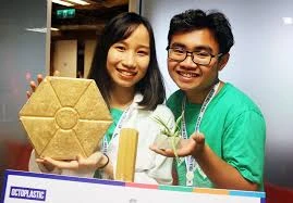 Des élèves produisent des briques à partir de déchets plastiques
