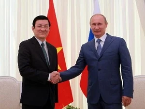 Entretien entre les présidents vietnamien Truong Tân Sang et russe Vladimir Poutine. (Photo: Nguyen Khang/AVI)