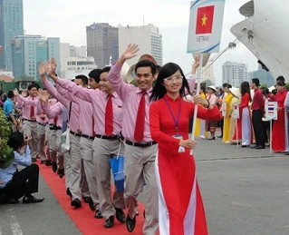 Cérémonie d'accueil du bateau de la jeunesse de l’Asie du Sud-Est à Hô Chi Minh-Ville, le 9 novembre à Hô Chi Minh-Ville. 