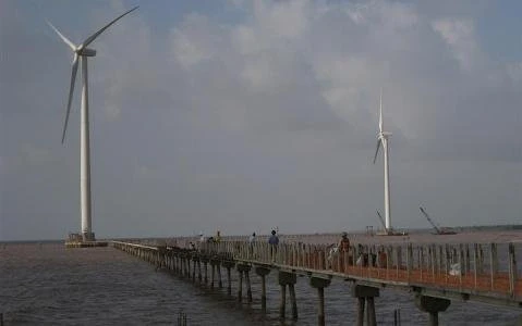 Des turbines de la centrale éolienne de Bac Lieu. (Source: Internet)