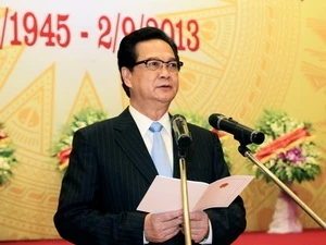 Le PM Nguyen Tan Dung lors d'un banquet solennel offert aux hôtes internationaux à l'occasion de la Fête nationale du pays.