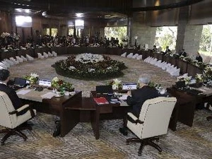 Séance à huis clos de la 21e Réunion des dirigeants des économies du forum de l'APEC. (Source: AFP/VNA)