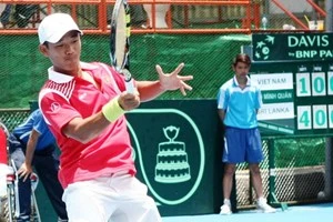 Le tennisman Do Minh Quan à la Coupe Davis 2014. Photo : VNA 