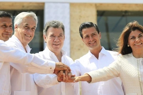 Les présidents du Péru, du Chili, de la Colombie, du Mexique et du Costa Rica lors du Sommet de l'Alliance du Pacifique. Source : Reuters
