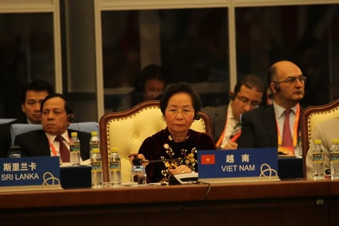 Mme Nguyen Thi Doan participe au 4e Sommet de la CICA à Shanghai. Photo : VNA