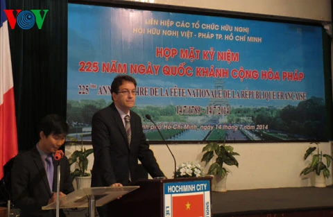 Le consul général de la France à Ho Chi Minh-Ville, Fabrice Mauries, lors de la cérémonie pour la célébration de la fête nationale de la France. Photo : VOV
