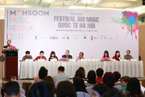Conférence de presse de présentation du Festival international de la musique Gio mùa (Mousson) 2014, tenu le 3 septembre à Hanoi.