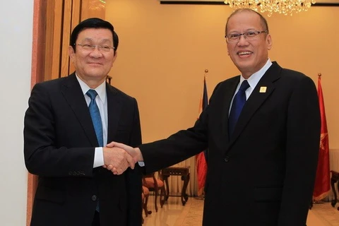 Le président du Vietnam Truong Tan Sang et son homologue philippin Benigno Aquino III. (Source: VNA)