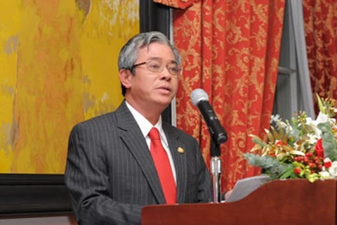 L'ambassadeur Pham Quang Vinh s'est adressé lors d'une cérémonie de célébration de la fondation du 70e anniversaire de l'Armée populaire du Vietnam, le 17 décembre. Photo: vietnamembassy-usa