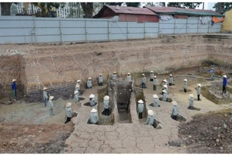 Le vestige du culte du Ciel et de la Terre de la dynastie des Ly (1010-1225) dans le secteur central de l’ancienne cité impériale de Thang Long. (Source : VNA)