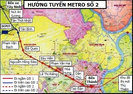 La ligne de métro N°2 devrait entrer en service officiellement en 2020. Photo: dantri.com.vn