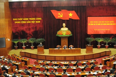 La conférence nationale de la Commission de l'Organisation du Comité central du PCV, le 29 janvier à Hanoi. (Source : VNA)