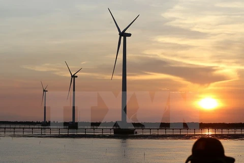 Des turbines éoliennes de la centrale éolienne de Bac Lieu. Photo: VNA