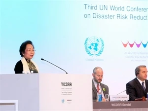 La vice-présidente vietnamienne Nguyên Thi Doan à la 3e conférence mondiale sur la réduction des risques de catastrophes, qui a lieu à Sendai, au Japon. Photo : VNA