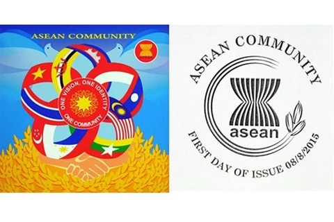 Le timbre de la peintre vietnamien Vu Kim Lien et le cachet de la poste du peintre Nguyen Du qui viennent de remporter le premier prix du concours de conception de timbre et cachet de la poste, destiné à saluer la naissance de la Communauté de l'ASEAN à l