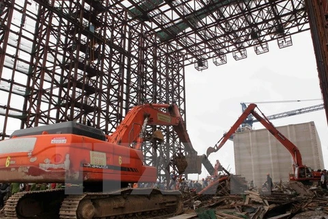 L'effondrement de l’échafaudage survenu sur le chantier Formosa. Photo: VNA