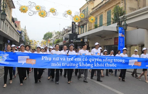 Meeting en écho à la Journée mondiale sans tabac à Hanoi. 