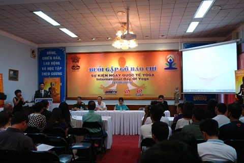 Conférence de presse sur la Journée mondiale du yoga à Hô Chi Minh-Ville, le 3 juin.