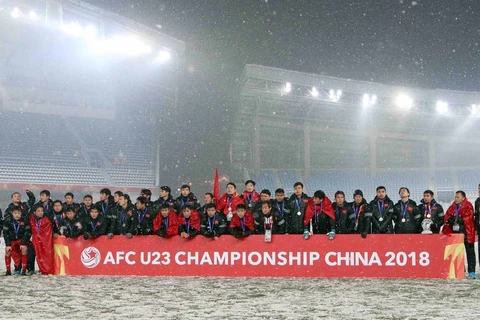 Вьетнамская футбольная команда U23 заняла второе место на чемпионате Азии по футболу U23 2018 в Чанчжоу (Китай) – настоящий подвиг, которого вьетнамский футбол еще никогда не делал. (Фото: Хоанг Линь/ВИА)