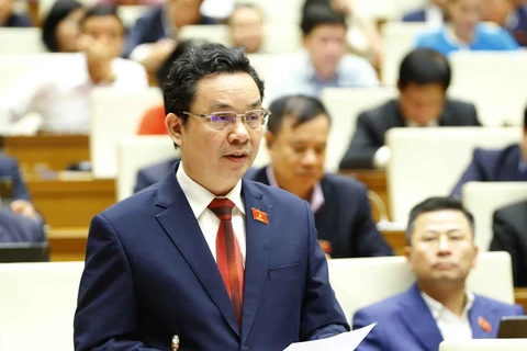 Выступает на заседании депутат Хоанг Ван Кыонг. (Фото: ВИА)