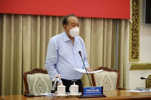 ​Постоянный заместитель премьер-министра Чыонг Хоа Бинь на встрече. (Фото: ВИА)